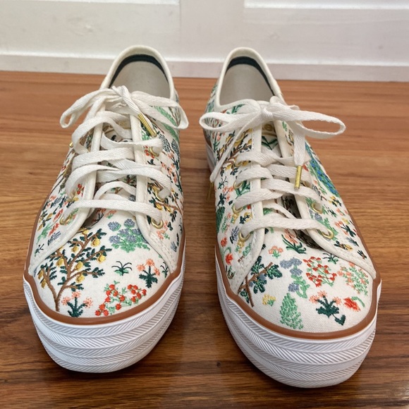 KEDS Menagerie Embroidered Triple Kick Sneaker Rifle Paper Co Women’s Size 8 1/2 - Picture 3 of 13